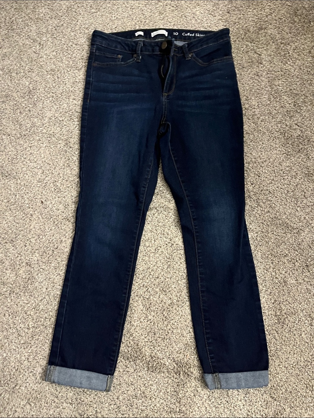 LC Lauren Conrad Dark Indigo Cuffed Ankle Jeans